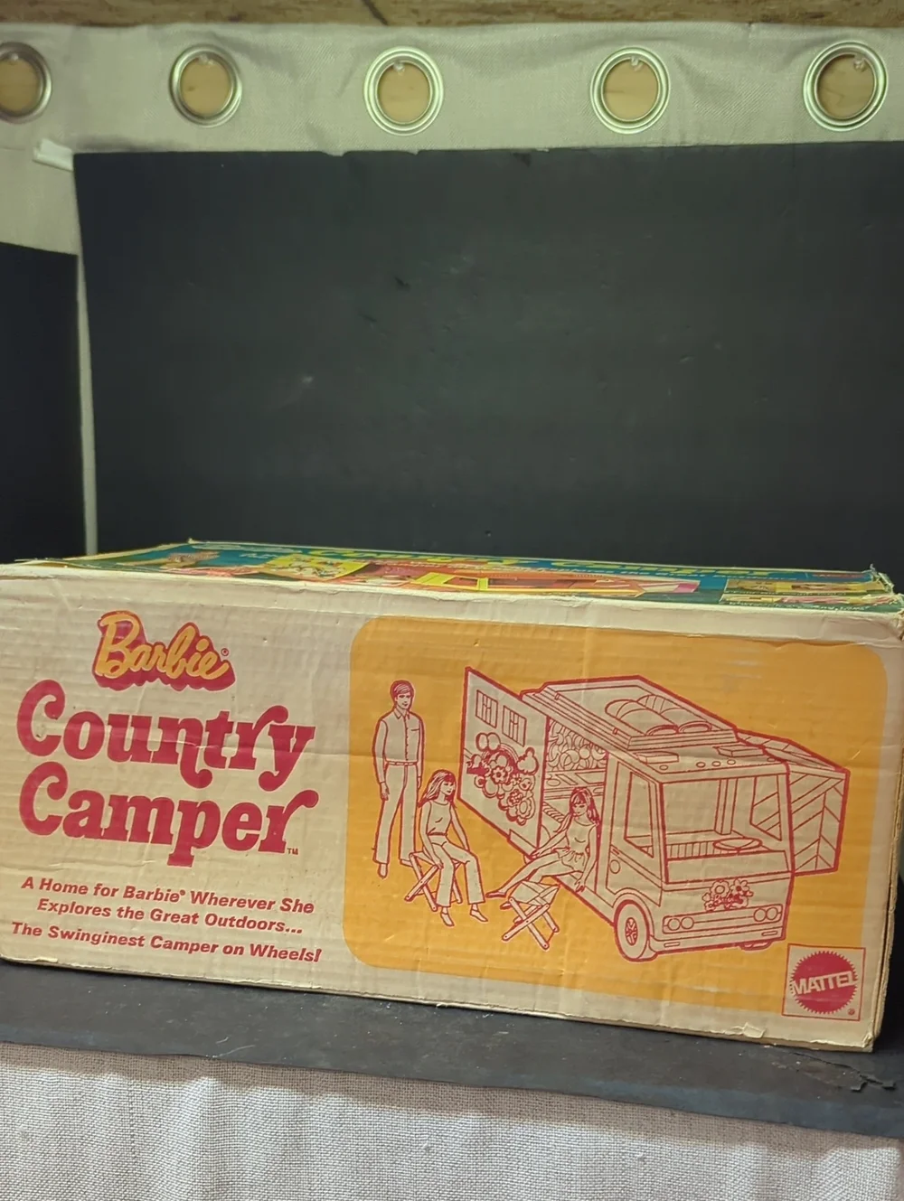 Vintage 1970 Mattel Barbie Country Camper RV Wagon Pop Out Tent & Chairs